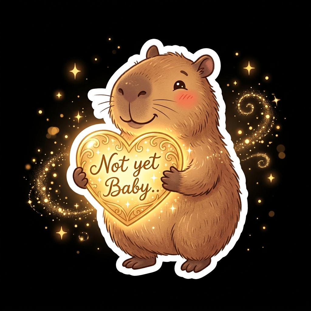 Cute Capybara saying Not yet Baby